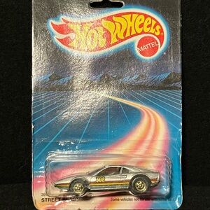1980’s Hot Wheels Street Beast No. 3976 Silver Ferrari 308 Gold BW NEW Toy Car
